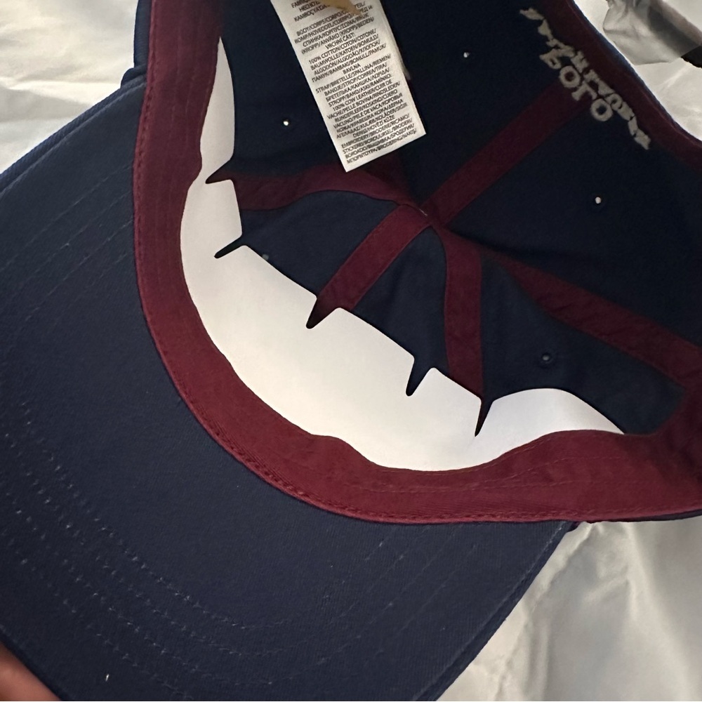 Polo Ralph Lauren Bear Chino Baseball Cap w/ Leather Strap | Navy Blue | New - Picture 6 of 7